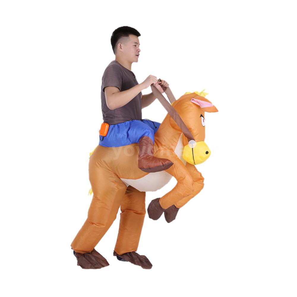 Adult Inflatable Cowboy Costume Horse Rider Xmas Suit Outfit Fancy ...